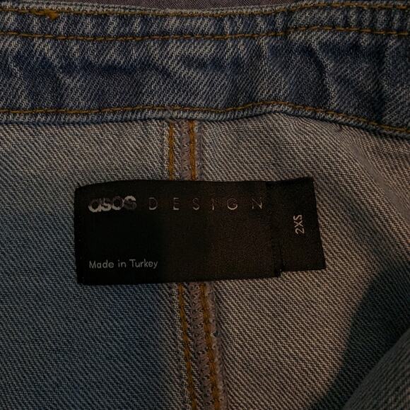 NWT ASOS Design Mid Blue Denim Straight Leg Overalls Size XXS - Picture 6 of 7